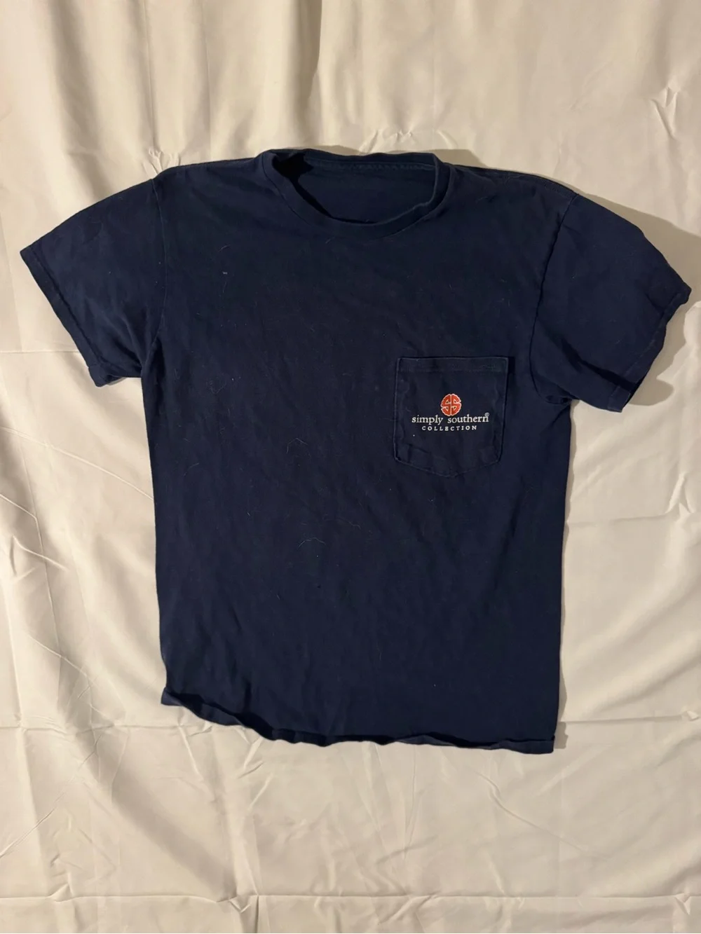 Simply Southern Navy Short-Sleeve Pocket Tee with Chest Logo
